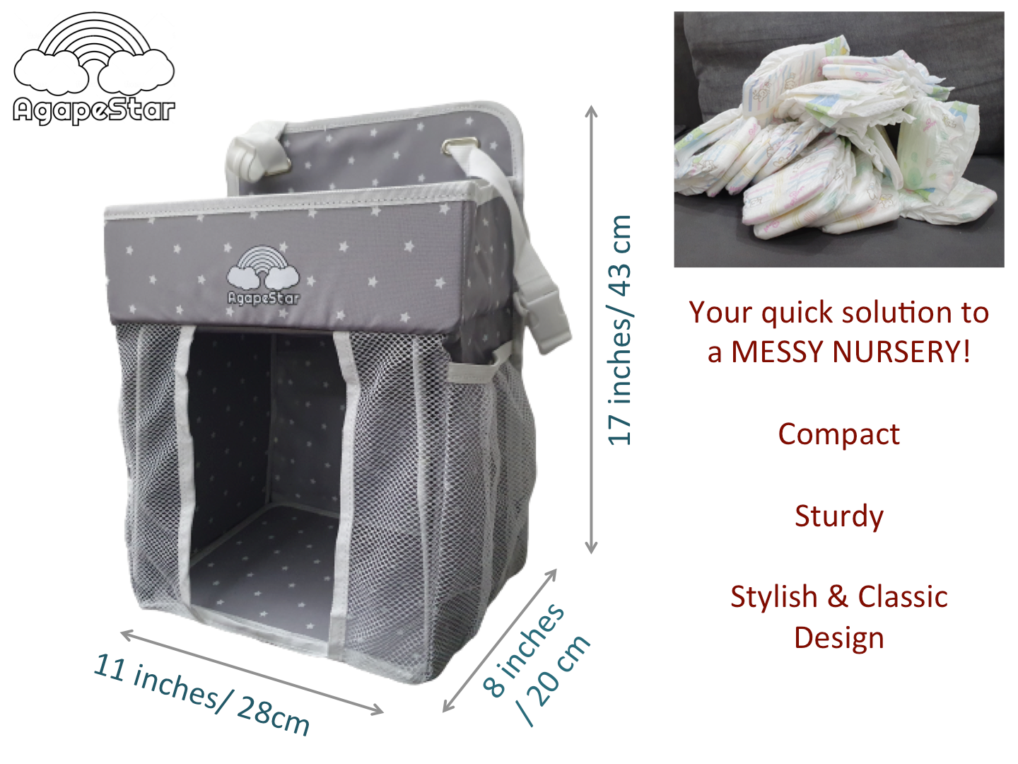 AgapeStar Enduring Hanging Diaper Caddy Organizer - AgapeStar