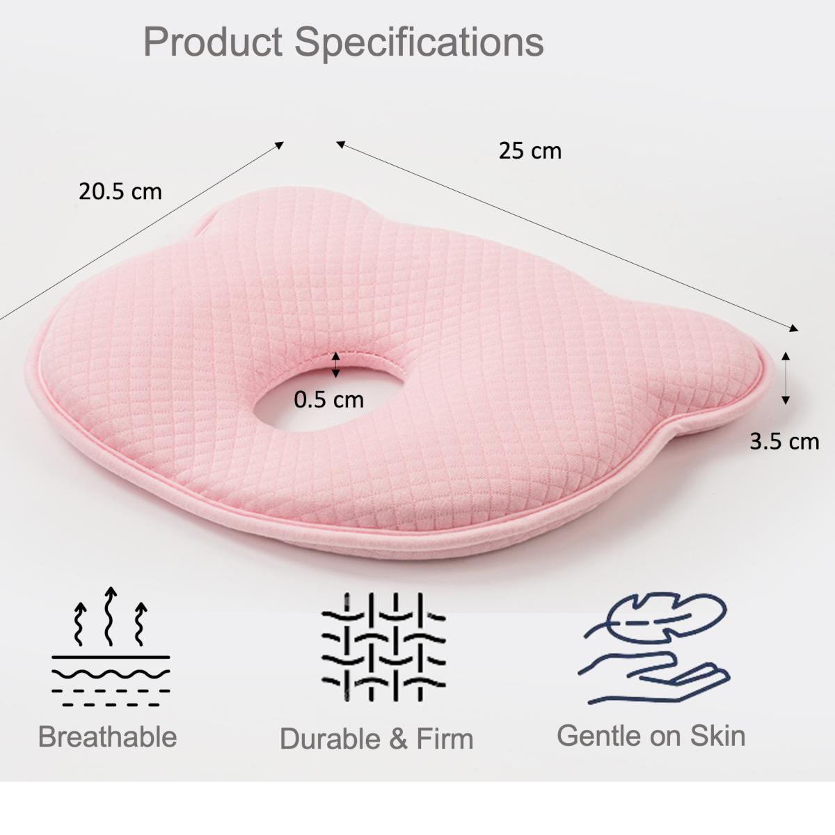 AgapeStar Baby Memory Foam Pillow Flat Head Prevention Gift Set (1 Pillow + 1 Removable Cotton cover)