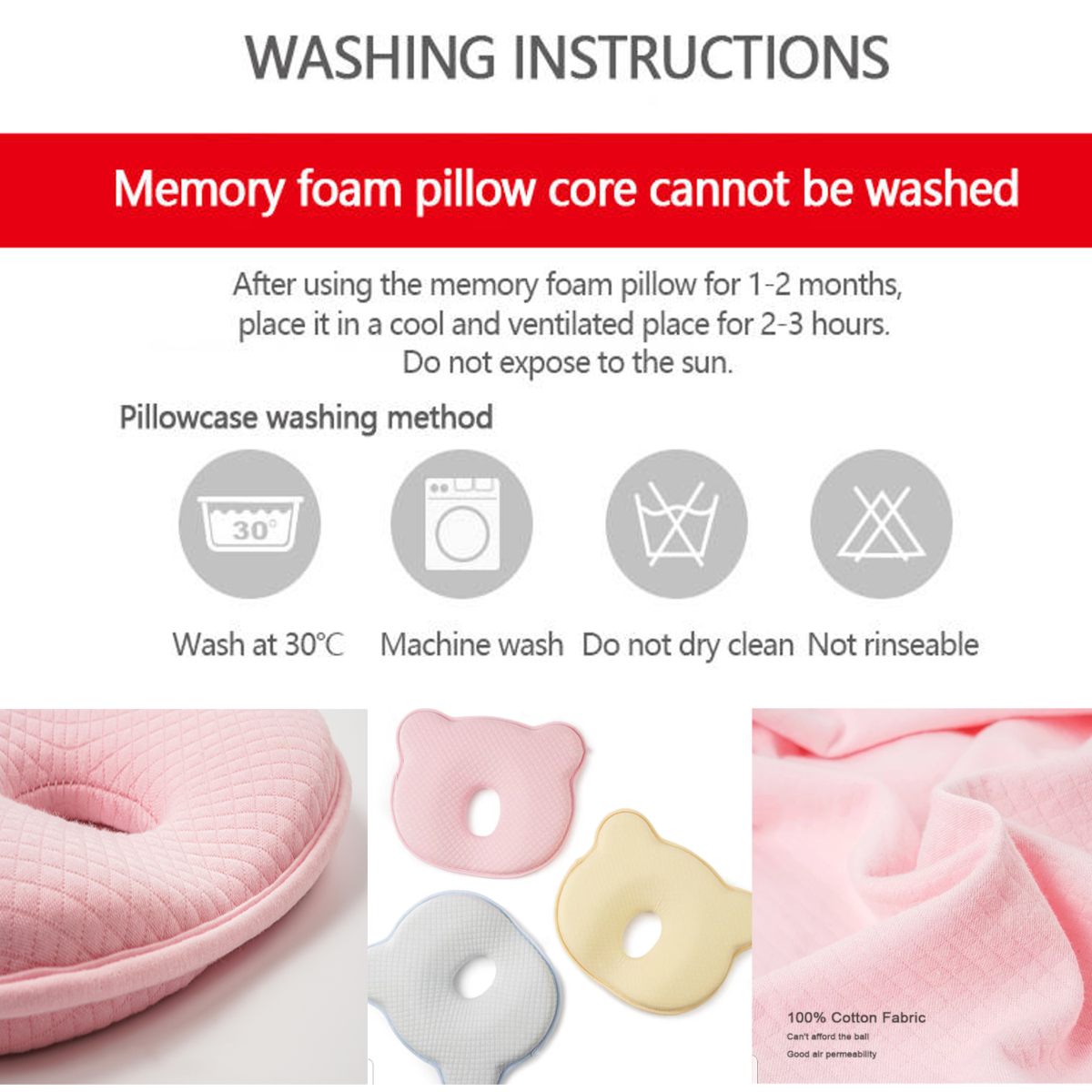 AgapeStar Baby Memory Foam Pillow Flat Head Prevention Gift Set (1 Pillow + 1 Removable Cotton cover)