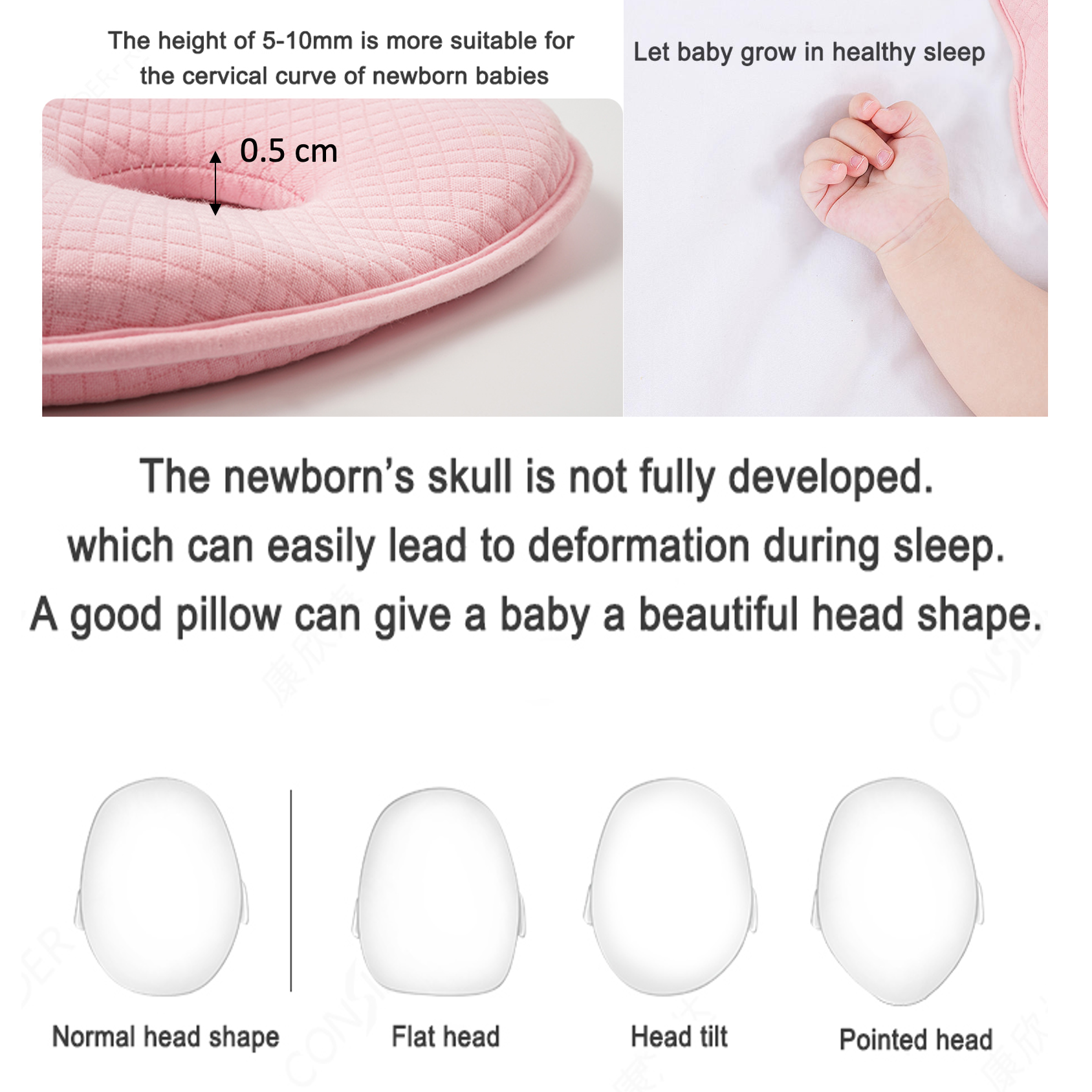 AgapeStar Baby Memory Foam Pillow Flat Head Prevention Gift Set (1 Pillow + 1 Removable Cotton cover) - AgapeStar