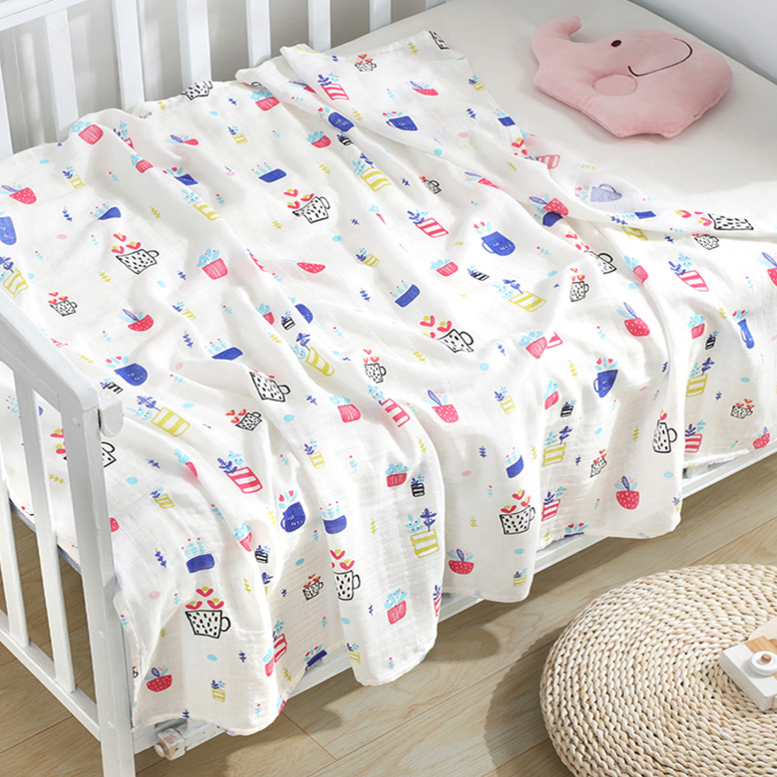 Ultrasoft Organic Bamboo Cotton Muslin Swaddle Blanket